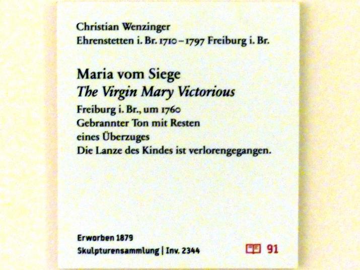 Johann Christian Wentzinger (1740–1760), Maria vom Siege, Berlin, Bode-Museum, Saal 254, um 1760, Bild 4/4