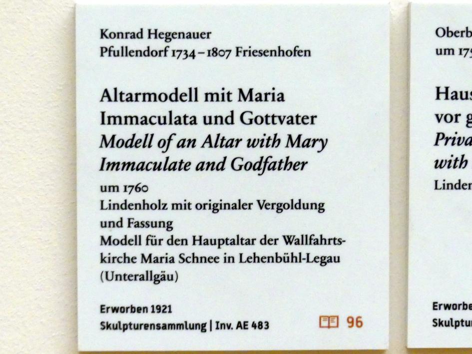 Konrad Hegenauer (1760), Altarmodell mit Maria Immaculata und Gottvater, Legau-Lehenbühl, Wallfahrtskirche Maria Schnee, jetzt Berlin, Bode-Museum, Saal 255, um 1760, Bild 2/2