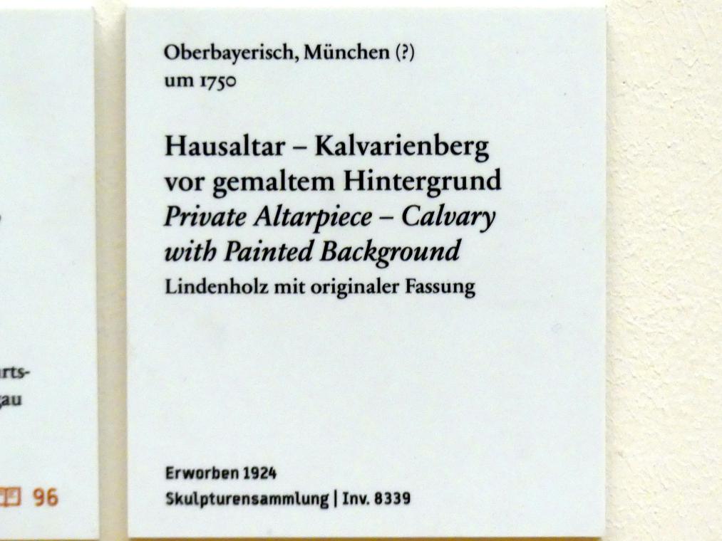 Hausaltar - Kalvarienberg vor gemaltem Hintergrund, Berlin, Bode-Museum, Saal 255, um 1750, Bild 2/2