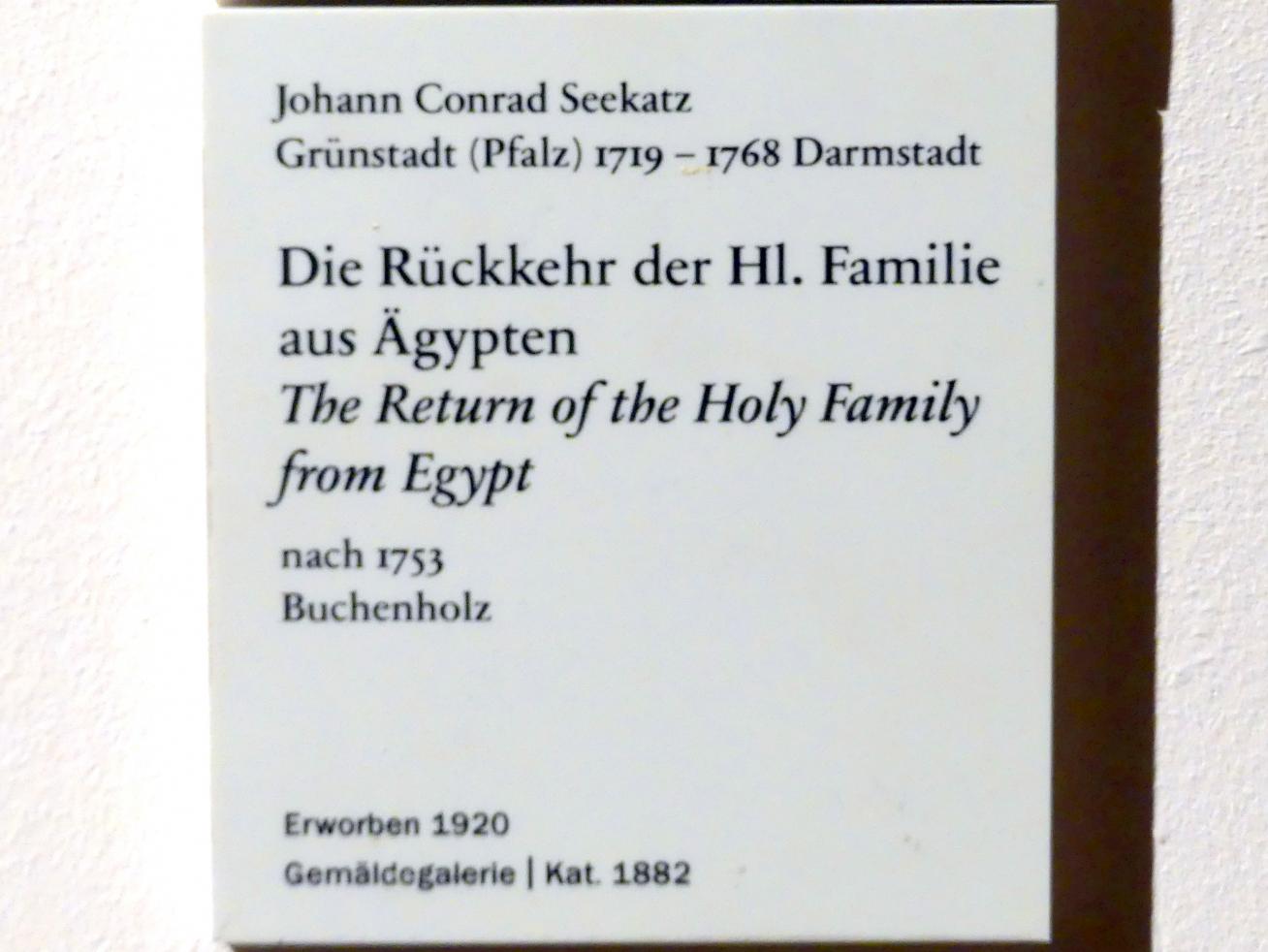 Johann Conrad Seekatz (1754–1762), Die Rückkehr der Hl. Familie aus Ägypten, Berlin, Bode-Museum, Saal 256, nach 1753, Bild 2/2