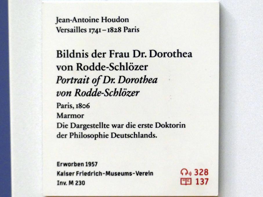 Jean-Antoine Houdon (1776–1806), Bildnis der Frau Dr. Dorothea von Rodde-Schlözer, Berlin, Bode-Museum, Saal 258, 1806, Bild 3/3
