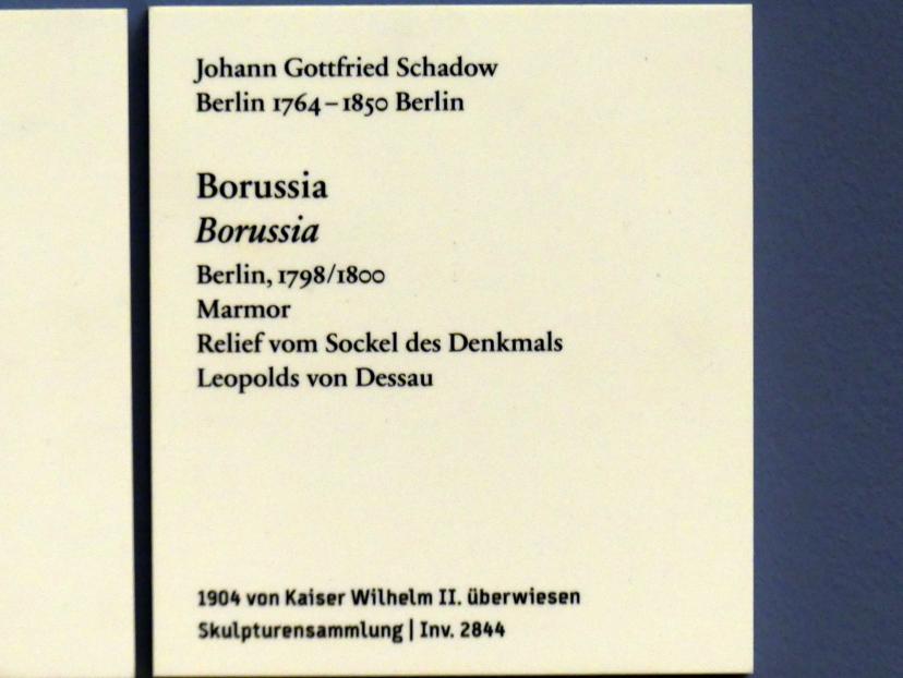 Johann Gottfried Schadow (1789–1826), Borussia, Berlin, Lustgarten, jetzt Berlin, Bode-Museum, Saal 258, 1798–1800, Bild 2/2