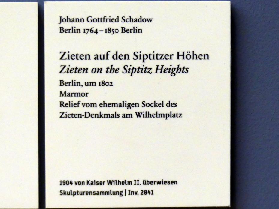Johann Gottfried Schadow (1789–1826), Zieten auf den Siptitzer Höhen, Berlin, Wilhelmplatz, jetzt Berlin, Bode-Museum, Saal 258, um 1802, Bild 2/2