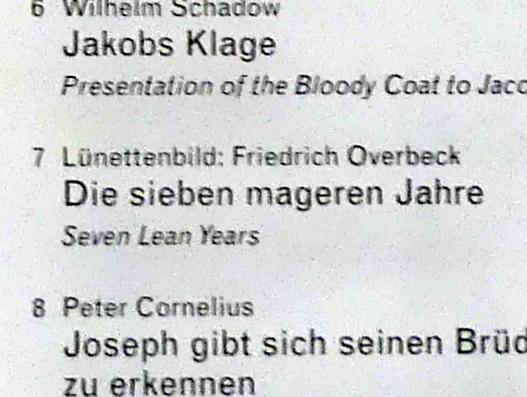 Friedrich Overbeck (1808–1867), Die sieben mageren Jahre, Rom, Palazzo Zuccari, jetzt Berlin, Alte Nationalgalerie, Saal 302, Wandbilder aus der Casa Bartholy, 1816–1817, Bild 2/2