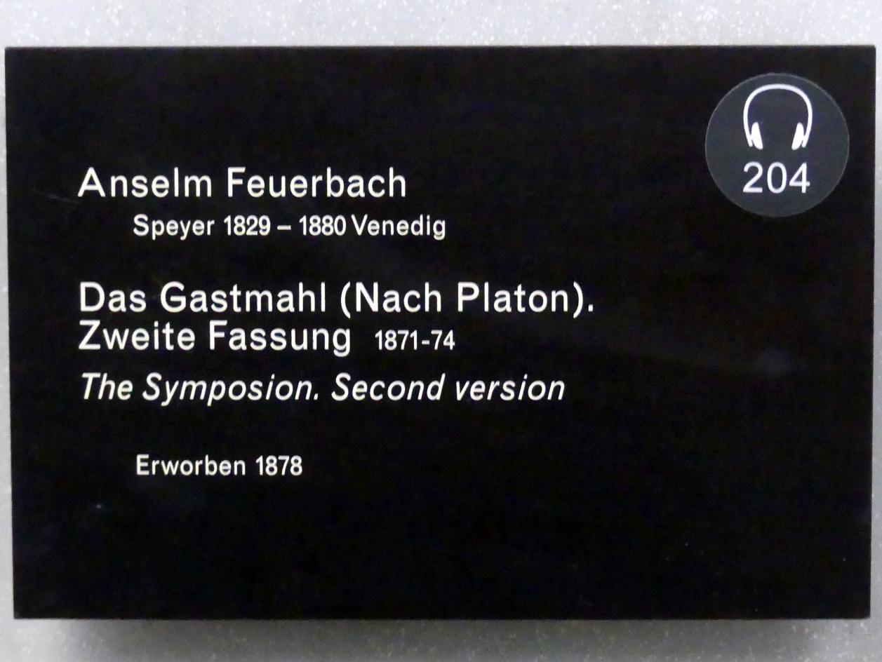 Anselm Feuerbach (1846–1878), Das Gastmahl (Nach Platon), Berlin, Alte Nationalgalerie, Saal 301, Schadow und die Kunst um 1800, 1871–1874, Bild 2/2
