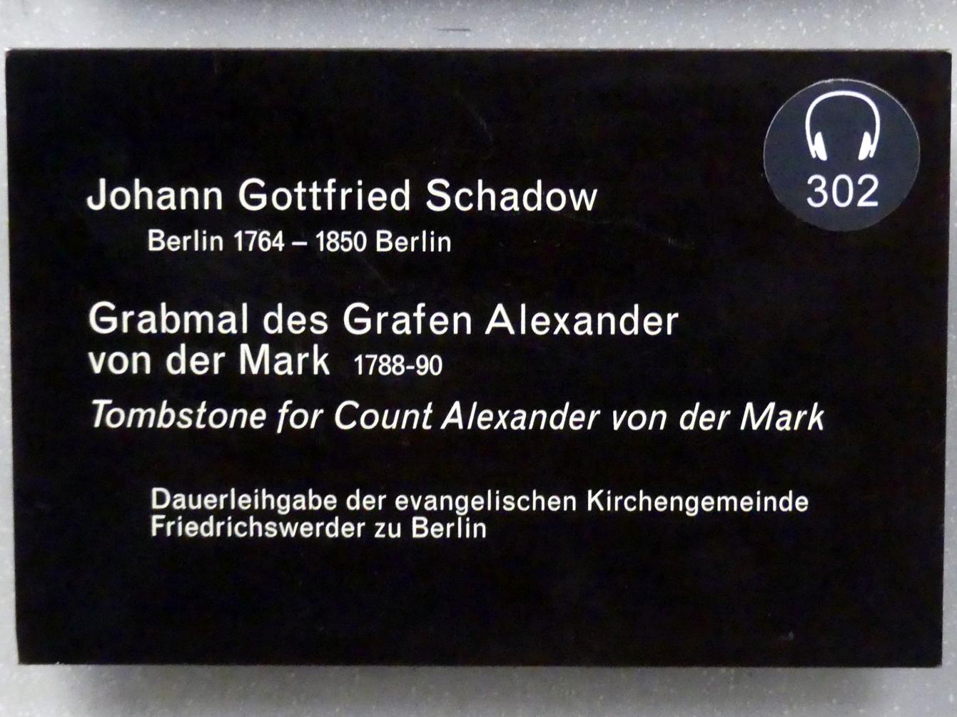 Johann Gottfried Schadow (1789–1826), Grabmal des Grafen Alexander von der Mark, Berlin, Alte Nationalgalerie, Saal 301, Schadow und die Kunst um 1800, 1788–1790, Bild 2/2