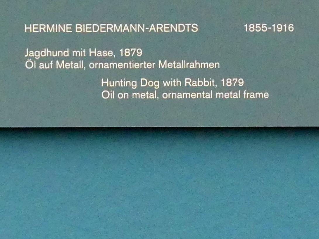 Hermine Biedermann-Arendts (1879), Jagdhund mit Hase, Berlin, Alte Nationalgalerie, Saal 304, Künstlerinnen der Nationalgalerie vor 1919, 1879, Bild 2/2
