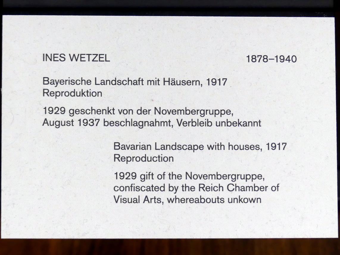 Ines Wetzel (1917), Bayerische Landschaft mit Häusern, Berlin, Alte Nationalgalerie, Saal 307, Künstlerinnen der Nationalgalerie vor 1919, 1917, Bild 2/2