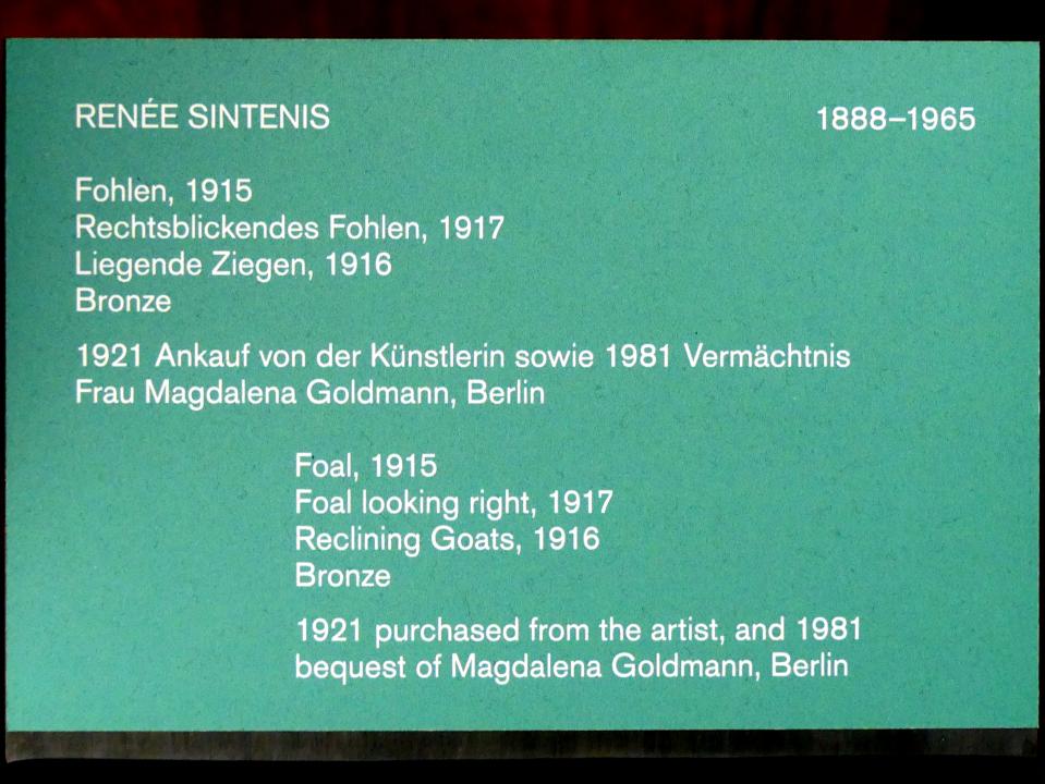 Renée Sintenis (1914–1931), Rechtsblickendes Fohlen, Berlin, Alte Nationalgalerie, Saal 307, Künstlerinnen der Nationalgalerie vor 1919, 1917, Bild 2/2