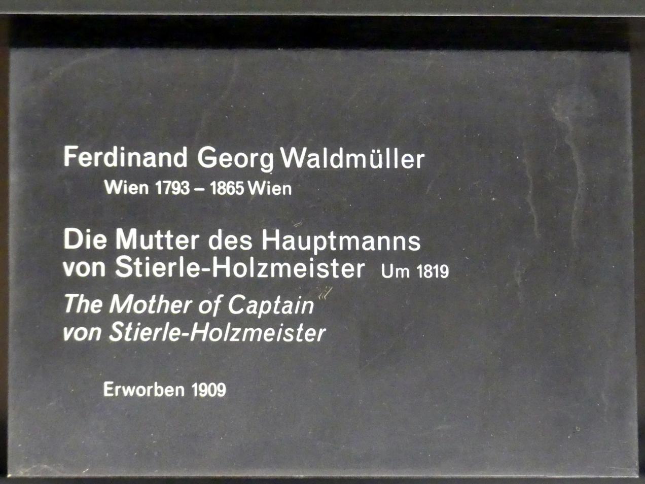 Ferdinand Georg Waldmüller (1819–1864), Die Mutter des Hauptmanns von Stierle-Holzmeister, Berlin, Alte Nationalgalerie, Saal 313, Romantik, Biedermeier, Düsseldorfer Schule, um 1819, Bild 2/2