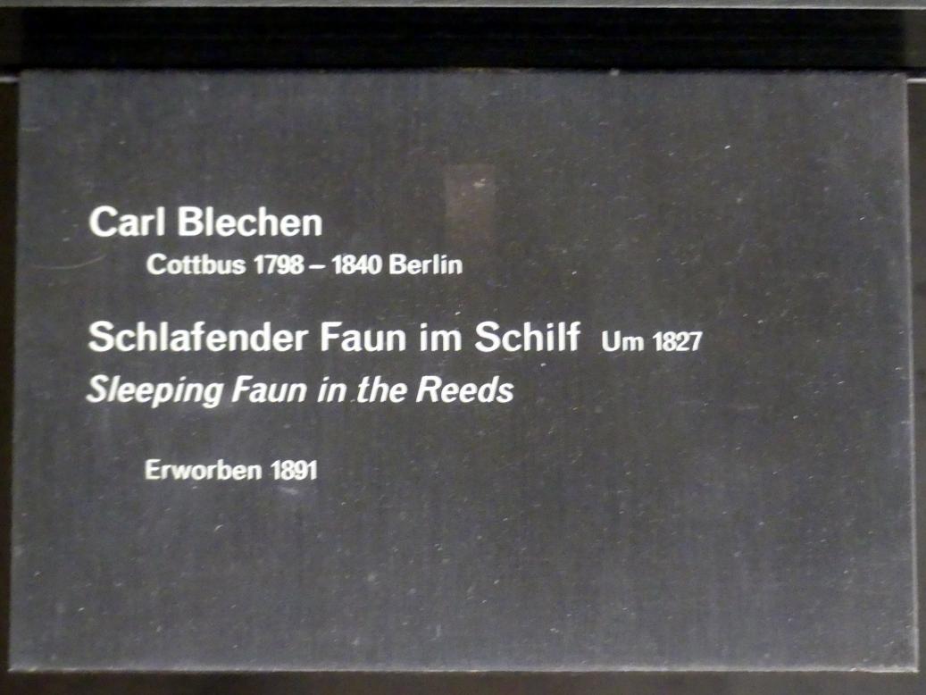 Carl Blechen (1822–1837), Schlafender Faun im Schilf, Berlin, Alte Nationalgalerie, Saal 308, Romantik, Biedermeier, Düsseldorfer Schule, um 1827, Bild 2/2