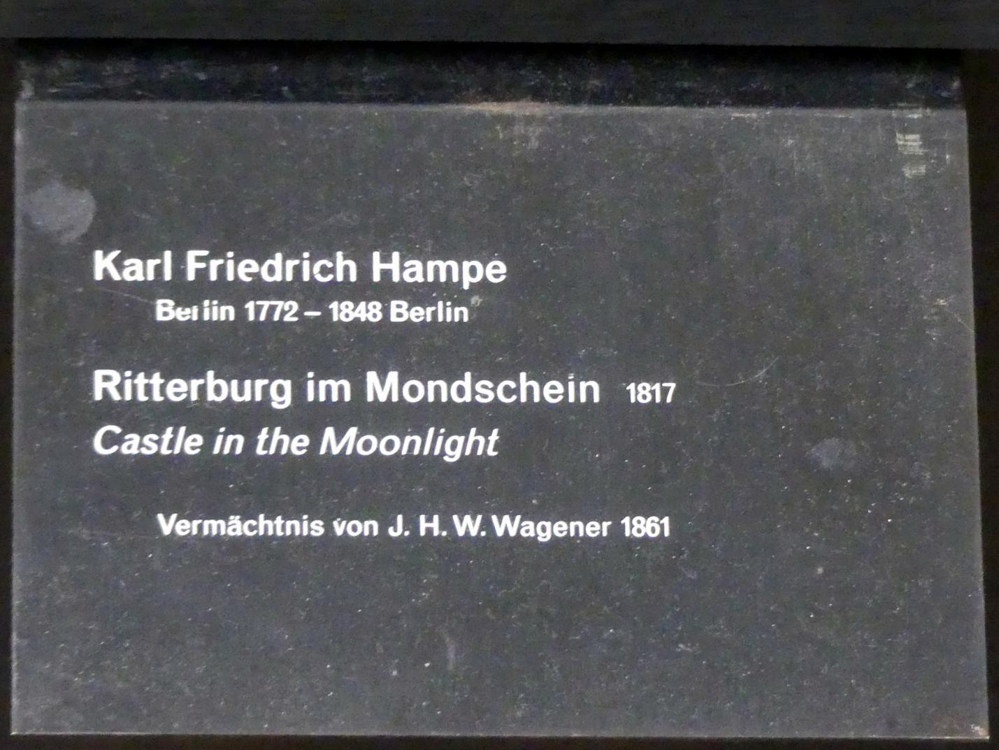 Carl Friedrich Hampe: Ritterburg im Mondschein, 1817, Bild 2/2