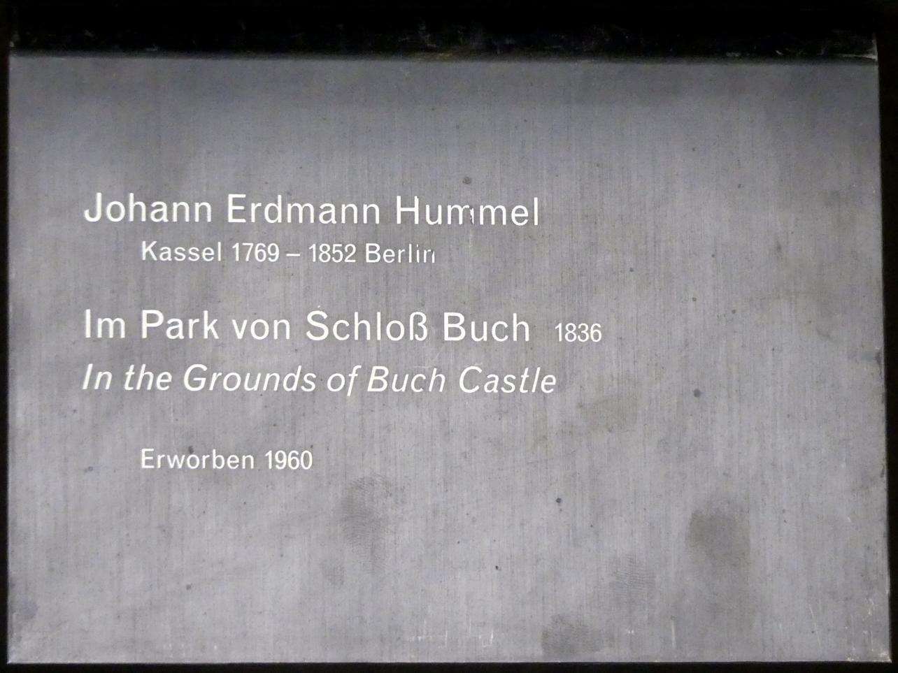 Johann Erdmann Hummel (1812–1848), Im Park von Schloß Buch, Berlin, Alte Nationalgalerie, Saal 310, Romantik, Biedermeier, Düsseldorfer Schule, 1836, Bild 2/2
