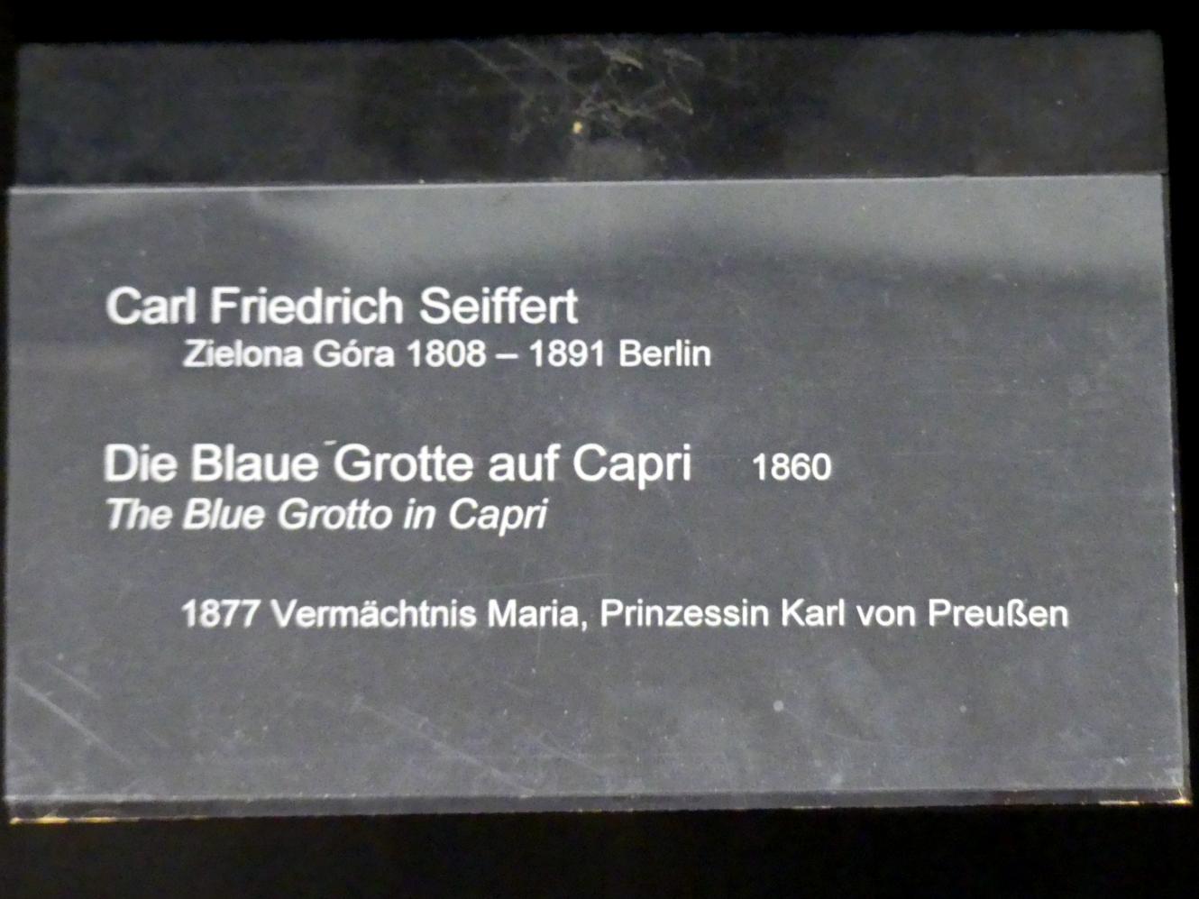 Carl Friedrich Seiffert (1860), Die Blaue Grotte auf Capri, Berlin, Alte Nationalgalerie, Saal 312, Romantik, Biedermeier, Düsseldorfer Schule, 1860, Bild 2/2