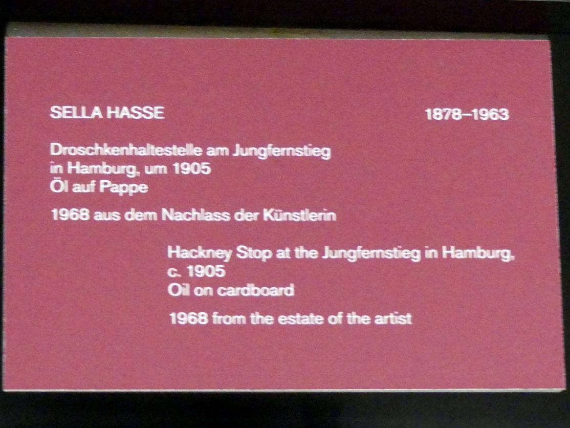 Sella Hasse (1905), Droschkenhaltestelle am Jungfernstieg, Berlin, Alte Nationalgalerie, Saal 305, Künstlerinnen der Nationalgalerie vor 1919, um 1905, Bild 2/2