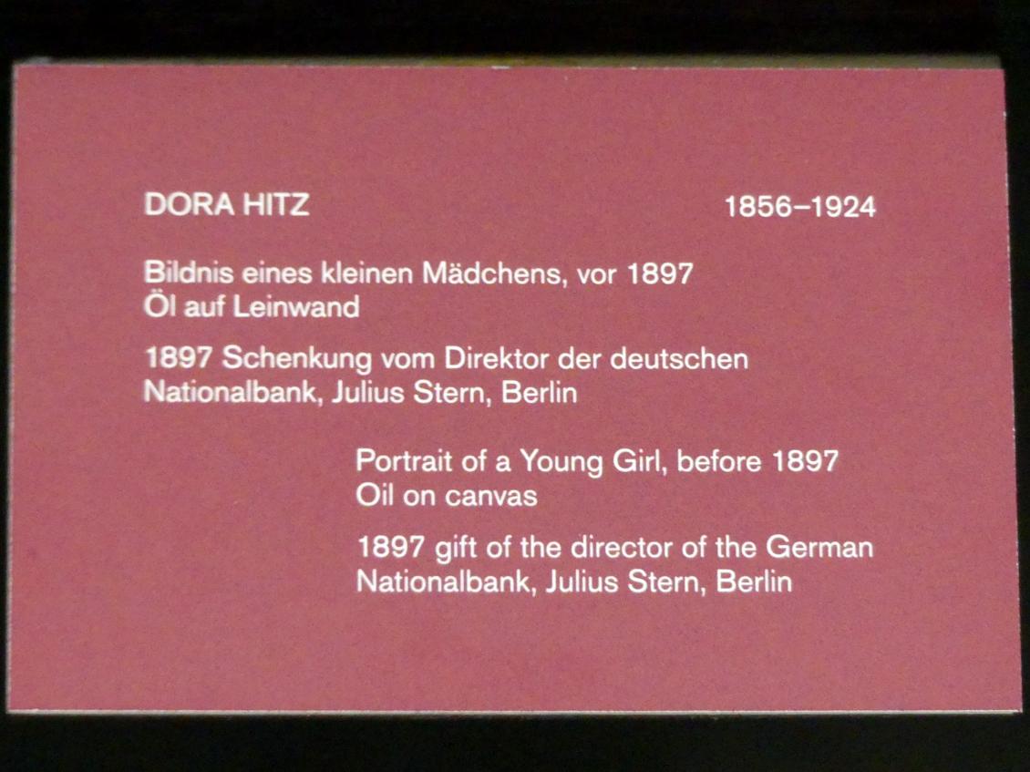 Dora Hitz (1896–1904), Bildnis eines kleines Mädchens, Berlin, Alte Nationalgalerie, Saal 305, Künstlerinnen der Nationalgalerie vor 1919, vor 1897, Bild 2/2