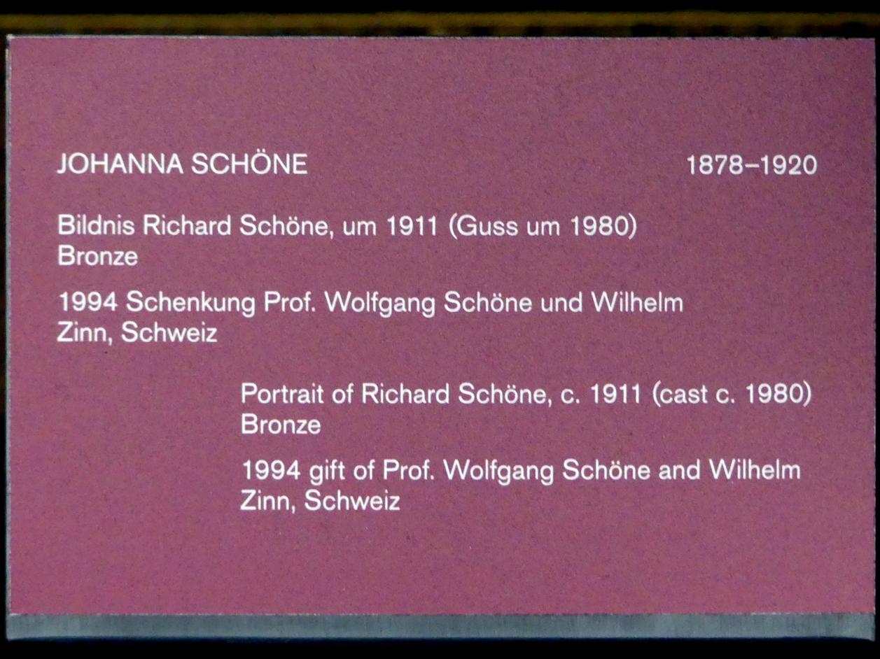 Johanna Schöne (1911), Bildnis Richard Schöne, Berlin, Alte Nationalgalerie, Saal 305, Künstlerinnen der Nationalgalerie vor 1919, um 1911, Bild 5/5