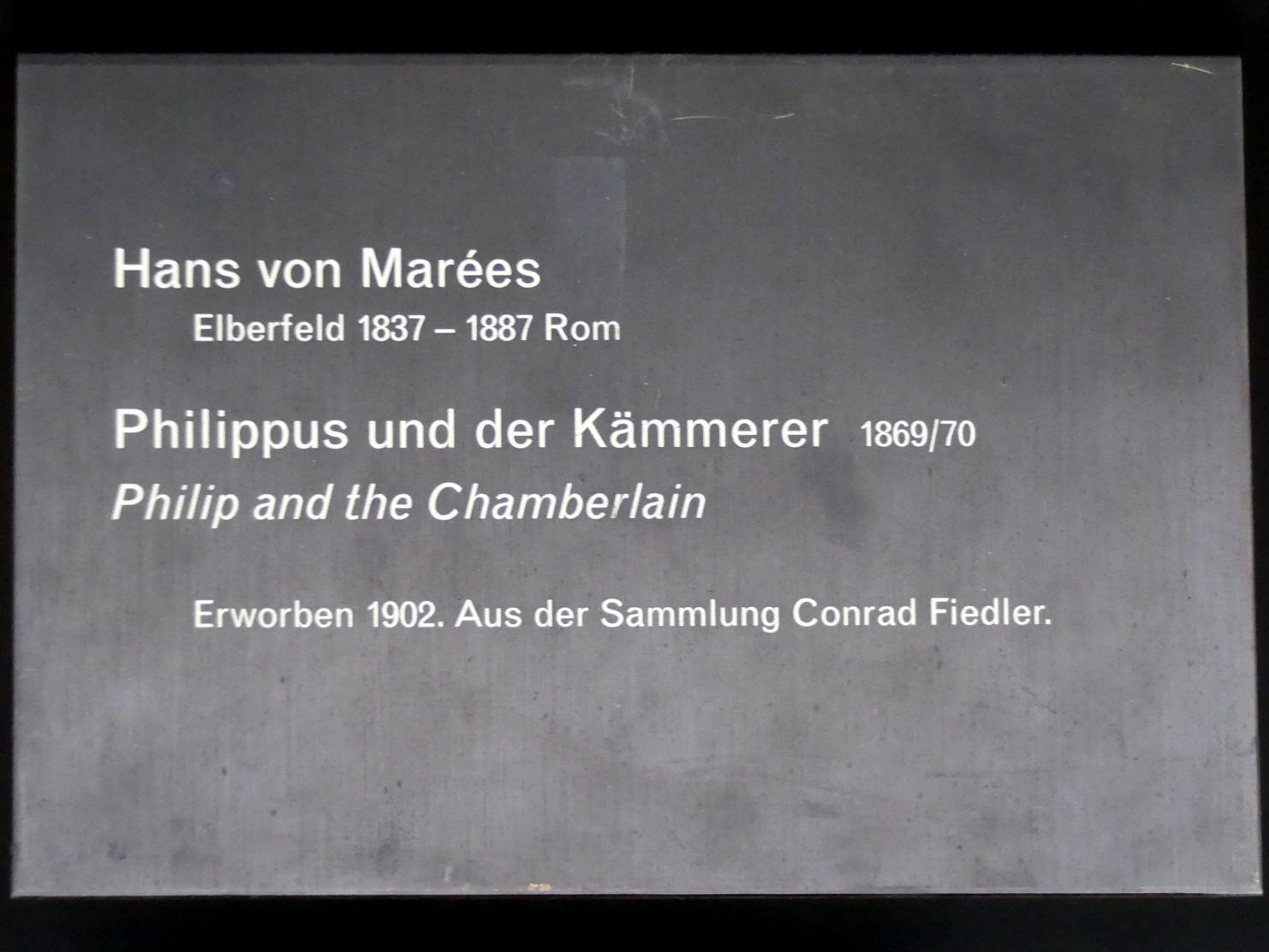 Hans von Marées (1861–1886), Philippus und der Kämmerer, Berlin, Alte Nationalgalerie, Saal 202, Deutschrömer, 1869–1870, Bild 2/2