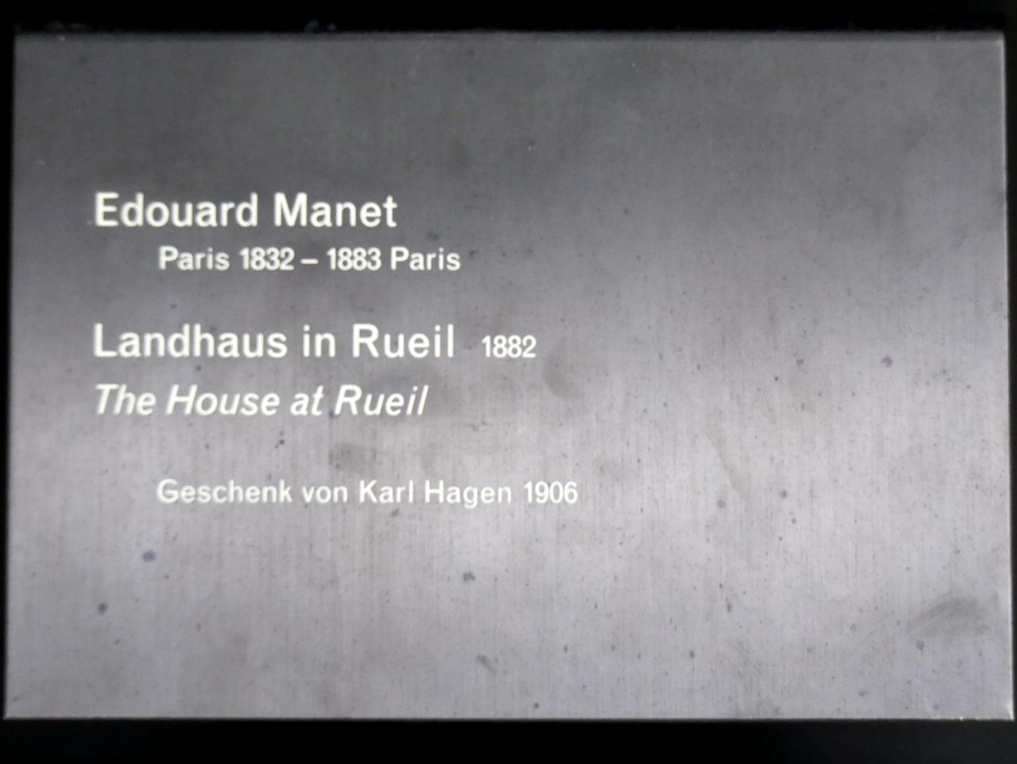 Édouard Manet (1855–1882), Landhaus in Rueil, Berlin, Alte Nationalgalerie, Saal 203, Französische Impressionisten, 1882, Bild 2/2