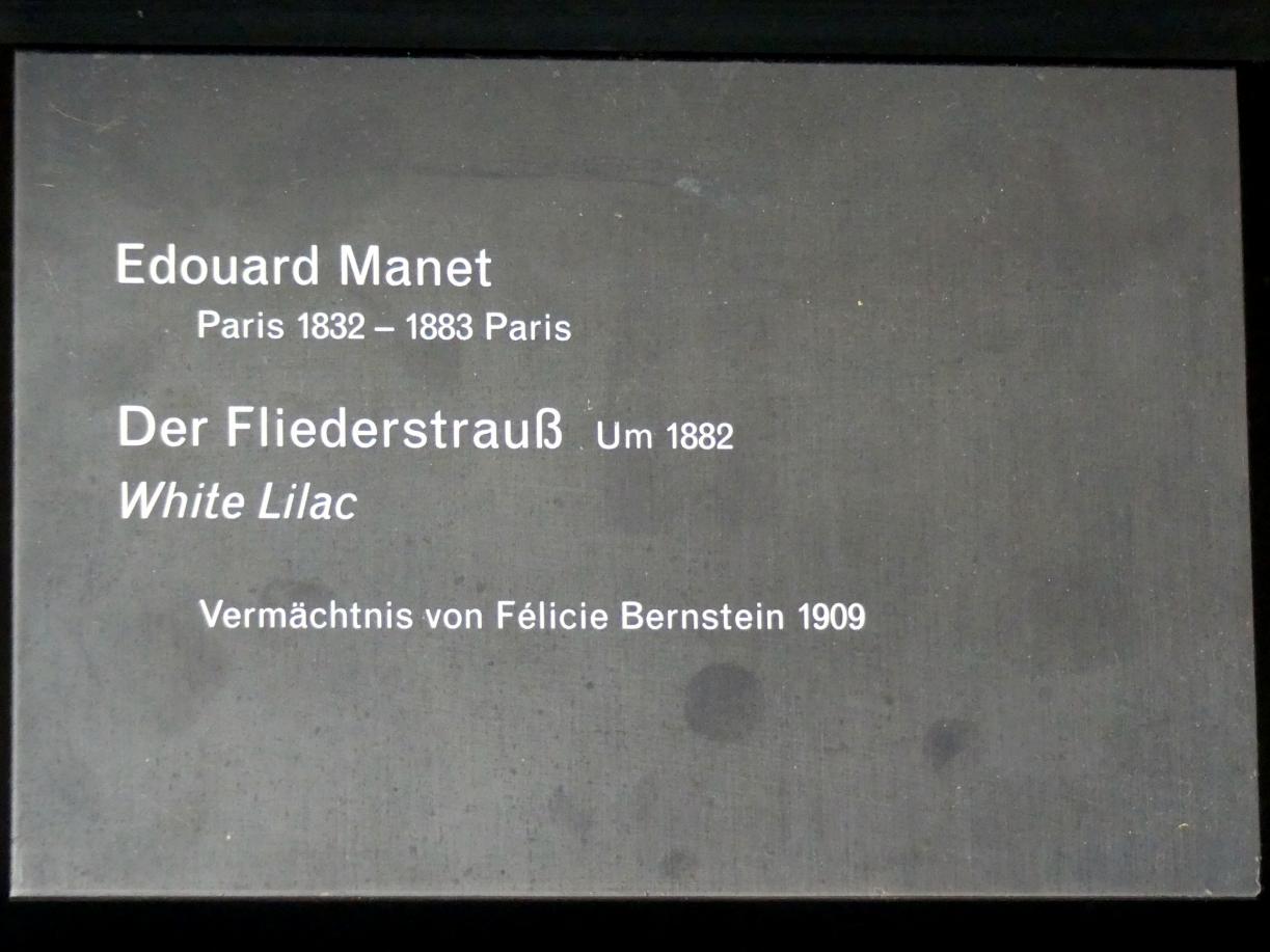 Édouard Manet (1855–1882), Der Fliederstrauß, Berlin, Alte Nationalgalerie, Saal 203, Französische Impressionisten, um 1882, Bild 2/2