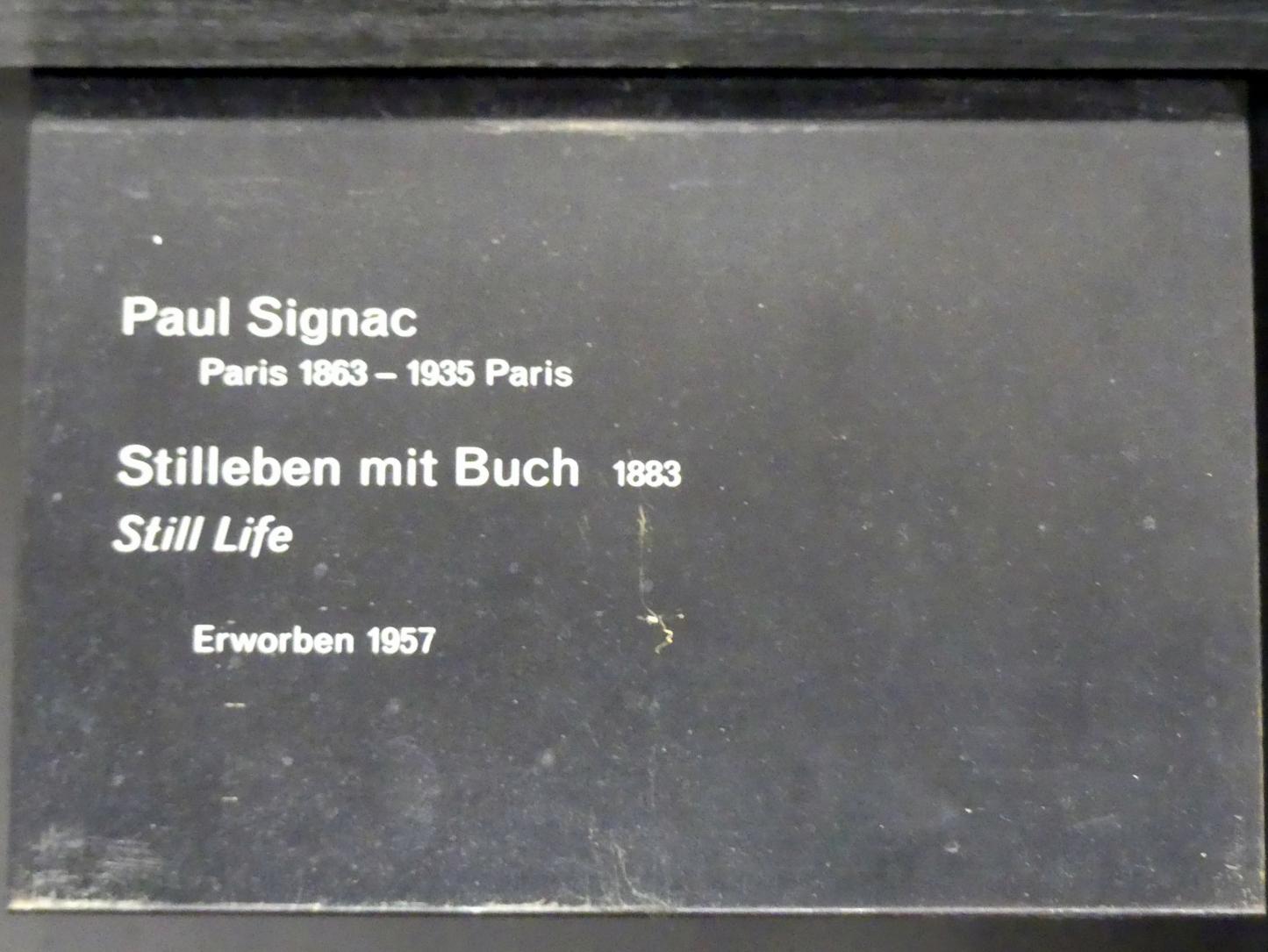 Paul Signac (1883–1933), Stillleben mit Buch, Berlin, Alte Nationalgalerie, Saal 204, Nachimpressionisten, 1883, Bild 2/2