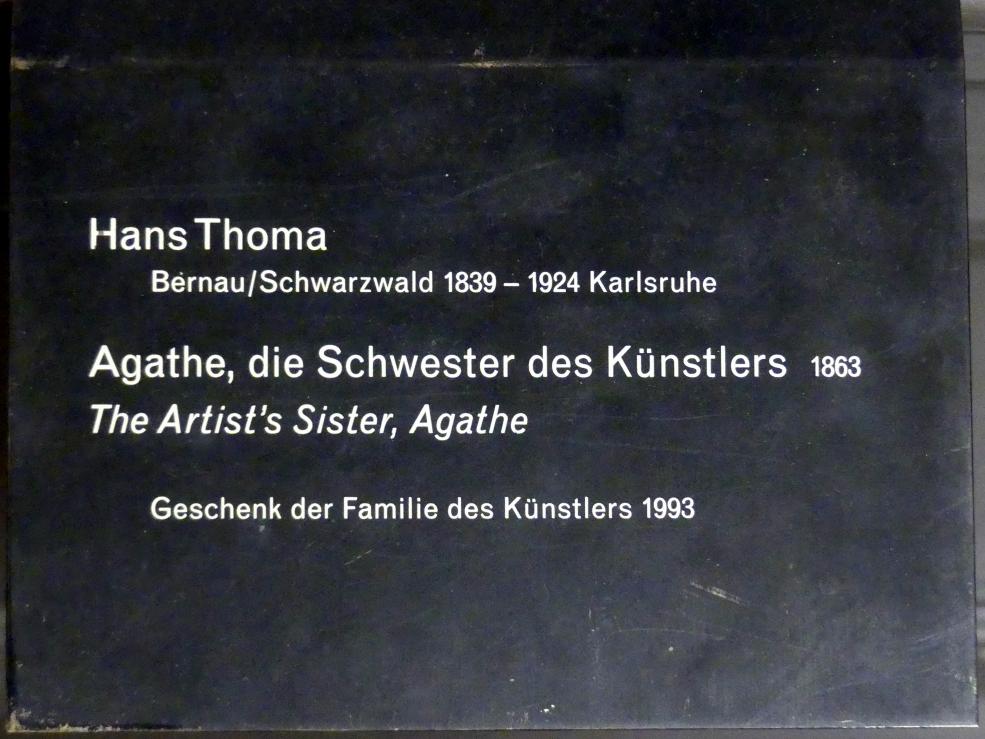 Hans Thoma (1860–1912), Agathe, die Schwester des Künstlers, Berlin, Alte Nationalgalerie, Saal 209, Realismus in Deutschland, 1863, Bild 2/2
