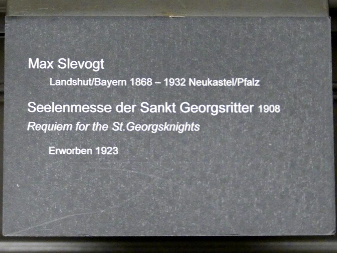 Max Slevogt (1886–1931), Seelenmesse der Sankt Georgsritter, Berlin, Alte Nationalgalerie, Saal 212, Realismus in Deutschland, 1908, Bild 2/2