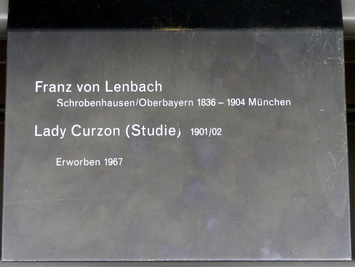 Franz von Lenbach (1858–1903), Lady Curzon (Studie), Berlin, Alte Nationalgalerie, Saal 214, Münchner Malerei, 1901–1902, Bild 3/3