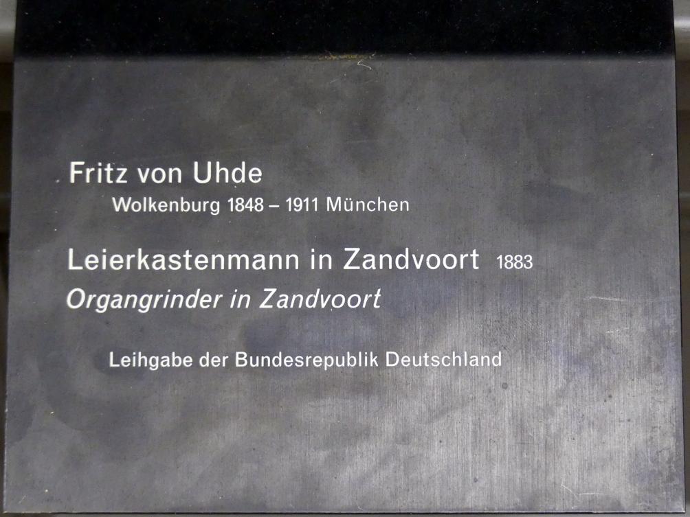 Fritz von Uhde (1882–1910), Leierkastenmann in Zandvoort, Berlin, Alte Nationalgalerie, Saal 215, Historienmalerei, 1883, Bild 2/2