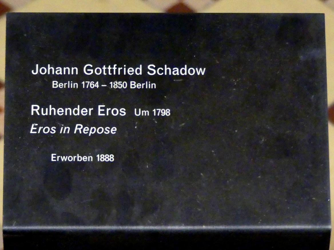 Johann Gottfried Schadow (1789–1826), Ruhender Eros, Berlin, Alte Nationalgalerie, Saal 101, Klassizistische Skulpturen, um 1798, Bild 2/2