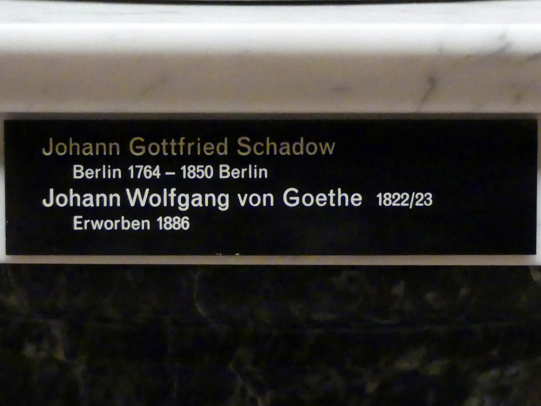 Johann Gottfried Schadow (1789–1826), Johann Wolfgang von Goethe, Berlin, Alte Nationalgalerie, Saal 101, Klassizistische Skulpturen, 1822–1823, Bild 2/2