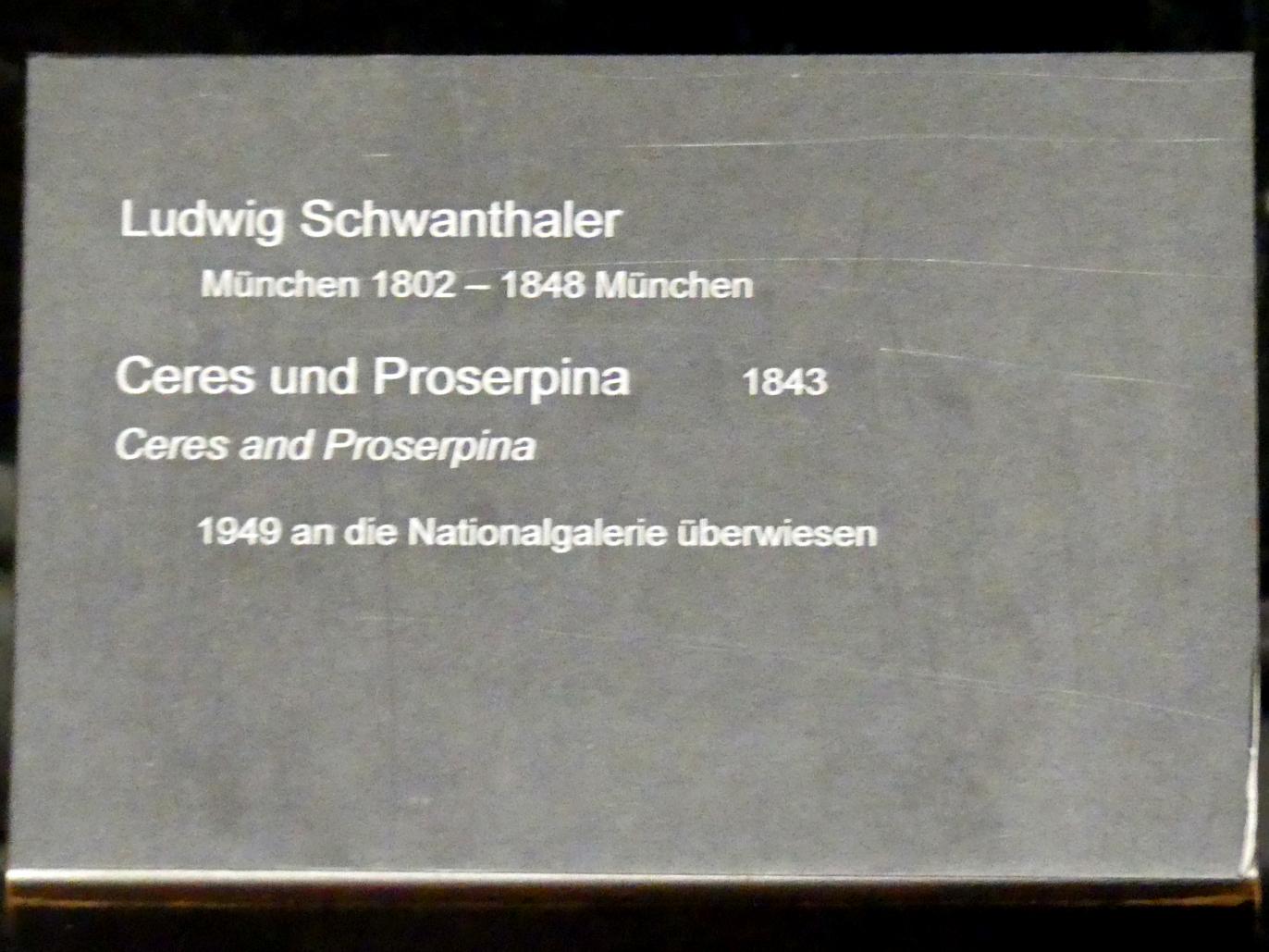 Ludwig von Schwanthaler (1840–1843), Ceres und Proserpina, Berlin, Alte Nationalgalerie, Saal 101, Klassizistische Skulpturen, 1843, Bild 3/3