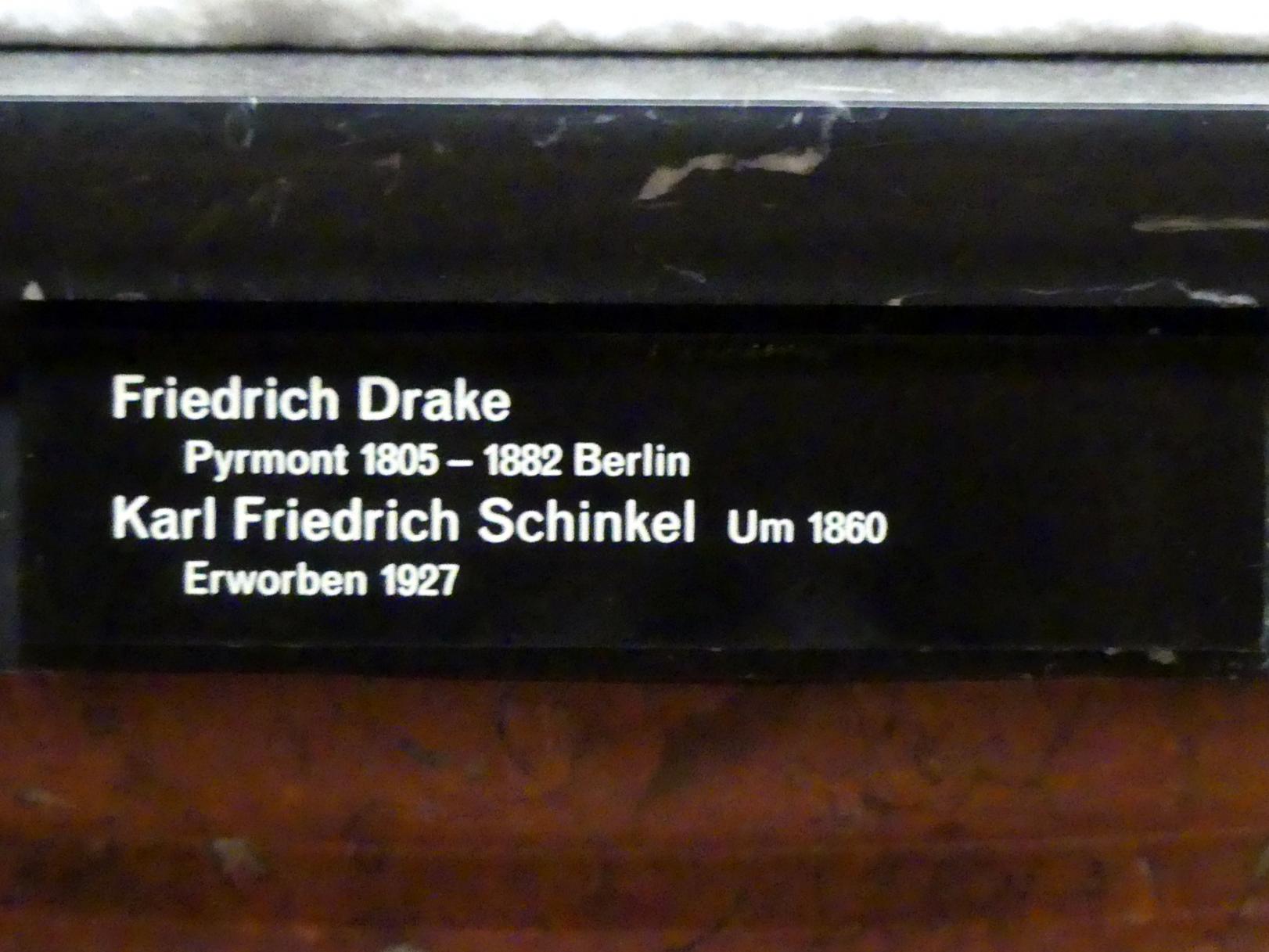 Friedrich Drake (1837–1860), Karl Friedrich Schinkel, Berlin, Alte Nationalgalerie, Saal 101, Klassizistische Skulpturen, um 1860, Bild 3/3