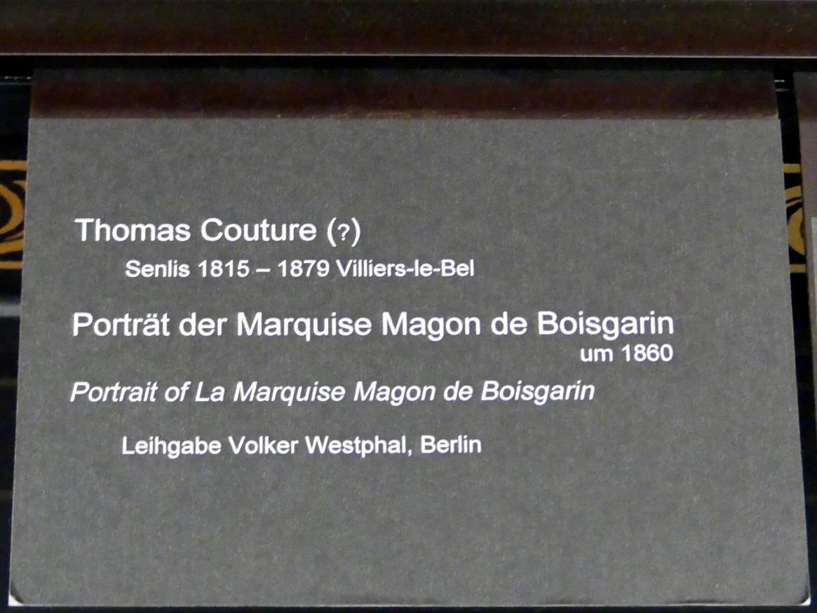 Thomas Couture (1836–1860), Porträt der Marquise Magon de Boisgarin, Berlin, Alte Nationalgalerie, Saal 103, Realismus zwischen Constable und Courbet, um 1860, Bild 2/2