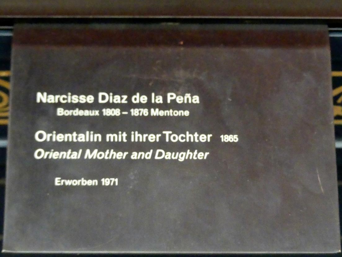Narcisso Virgilio Díaz de la Peña (1840–1871), Orientalin mit ihrer Tochter, Berlin, Alte Nationalgalerie, Saal 103, Realismus zwischen Constable und Courbet, 1865, Bild 2/2