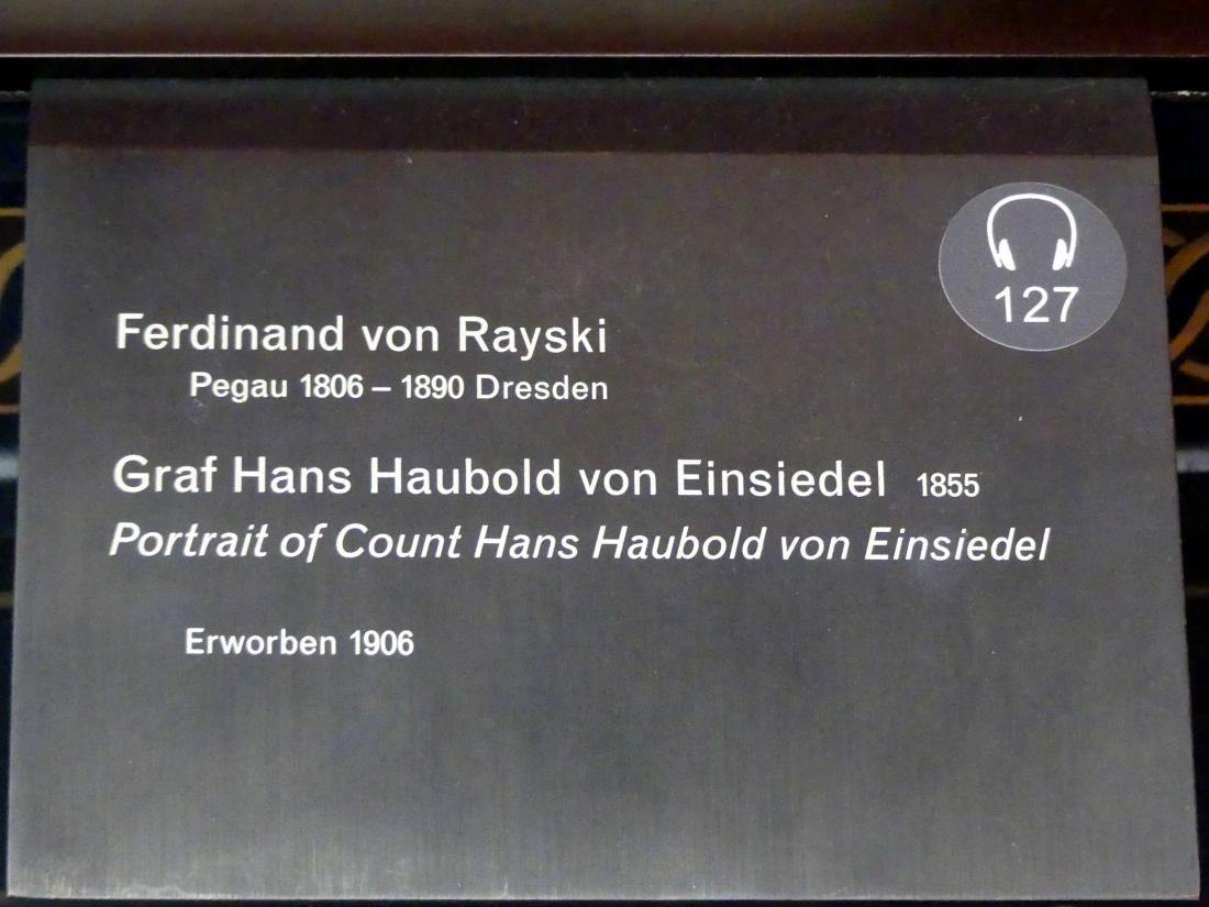 Ferdinand von Rayski (1837–1875), Graf Hans Haubold von Einsiedel, Berlin, Alte Nationalgalerie, Saal 104, Realismus in Deutschland und Österreich, 1855, Bild 2/2