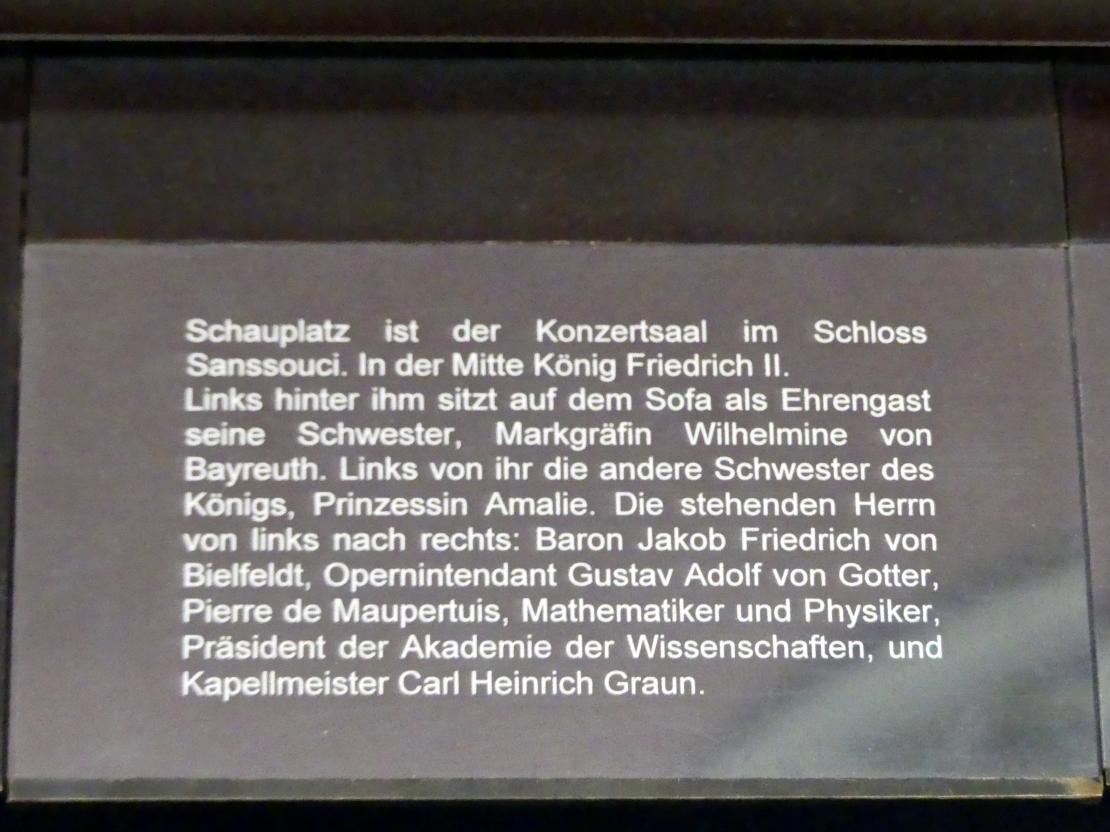 Adolph von Menzel (1844–1888), Flötenkonzert Friedrichs des Großen in Sanssouci, Berlin, Alte Nationalgalerie, Saal 105, Adolph Menzel, 1850–1852, Bild 3/4