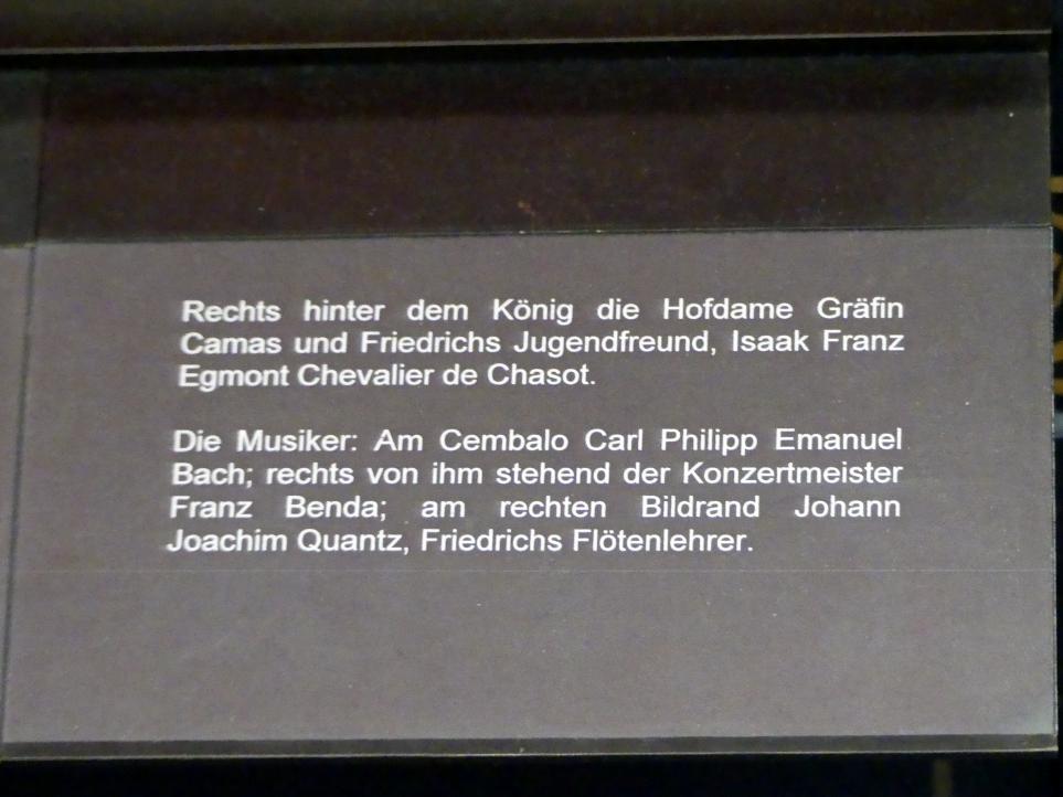 Adolph von Menzel (1844–1888), Flötenkonzert Friedrichs des Großen in Sanssouci, Berlin, Alte Nationalgalerie, Saal 105, Adolph Menzel, 1850–1852, Bild 4/4