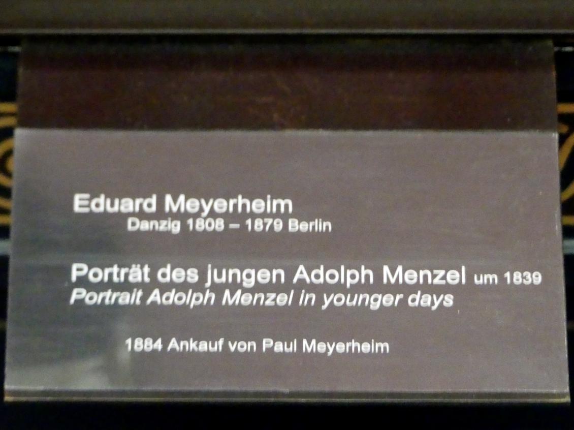 Friedrich Eduard Meyerheim (1839), Porträt des jungen Adolph Menzel, Berlin, Alte Nationalgalerie, Saal 105, Adolph Menzel, um 1839, Bild 2/2