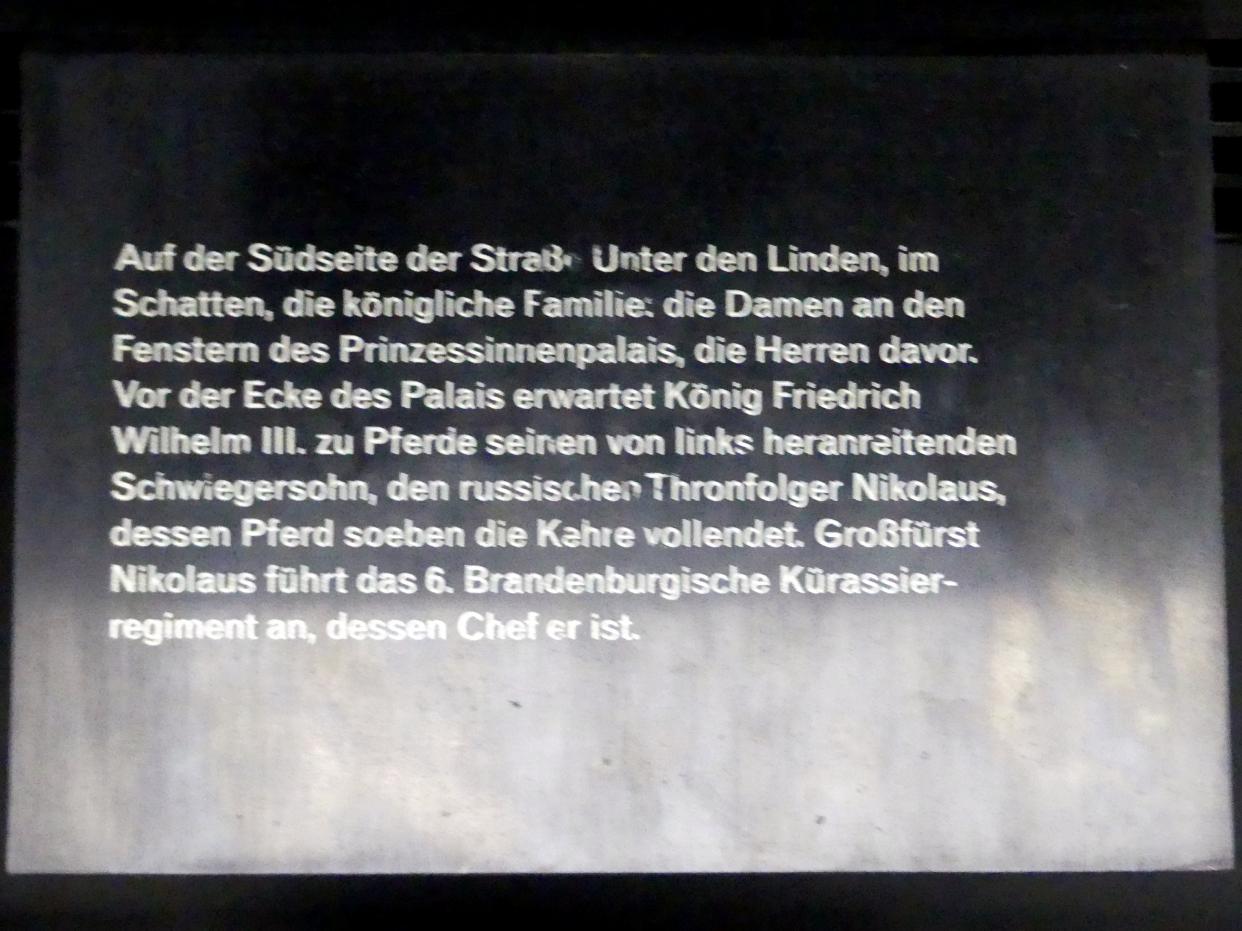 Franz Krüger (1817–1848), Parade auf dem Opernplatz im Jahre 1822, Berlin, Alte Nationalgalerie, Saal 106, Adolph Menzel, Franz Krüger, 1824–1830, Bild 3/5