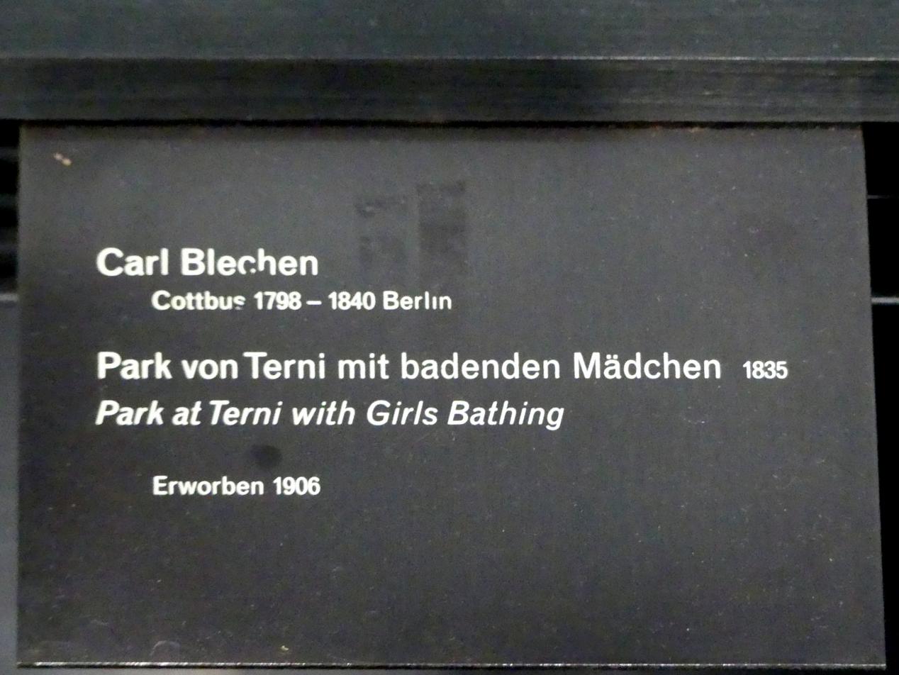 Carl Blechen (1822–1837), Park von Terni mit badenden Mädchen, Berlin, Alte Nationalgalerie, Saal 107, Carl Blechem, 1835, Bild 2/2
