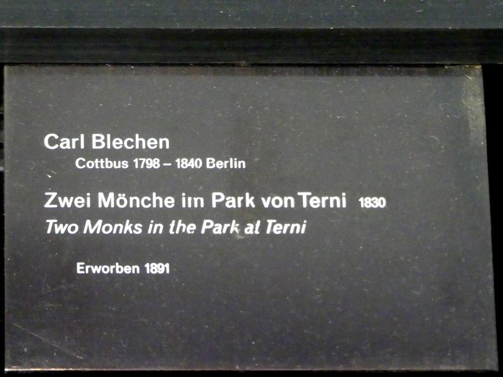 Carl Blechen (1822–1837), Zwei Mönche im Park von Tivoli, Berlin, Alte Nationalgalerie, Saal 107, Carl Blechem, 1830, Bild 2/2