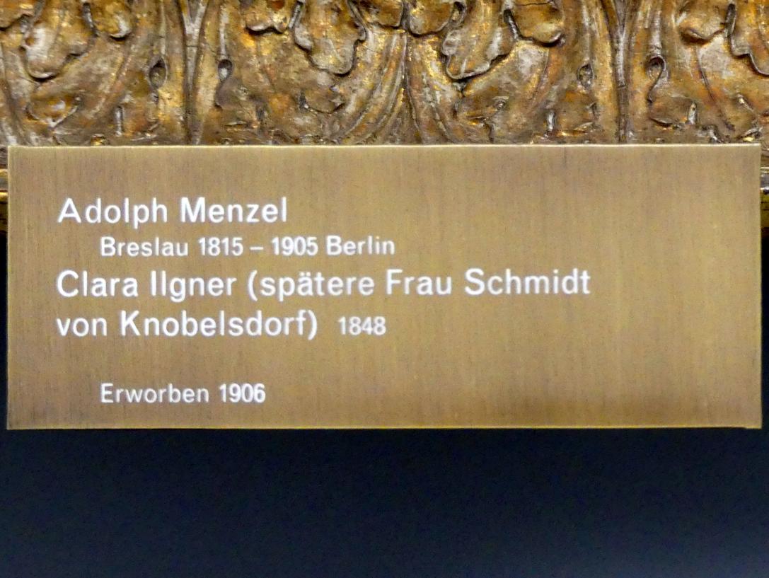 Adolph von Menzel (1844–1888), Clara Ilgner (spätere Frau Schmidt von Knobelsdorf), Berlin, Alte Nationalgalerie, Saal 109, Adolph Menzel, 1848, Bild 2/2