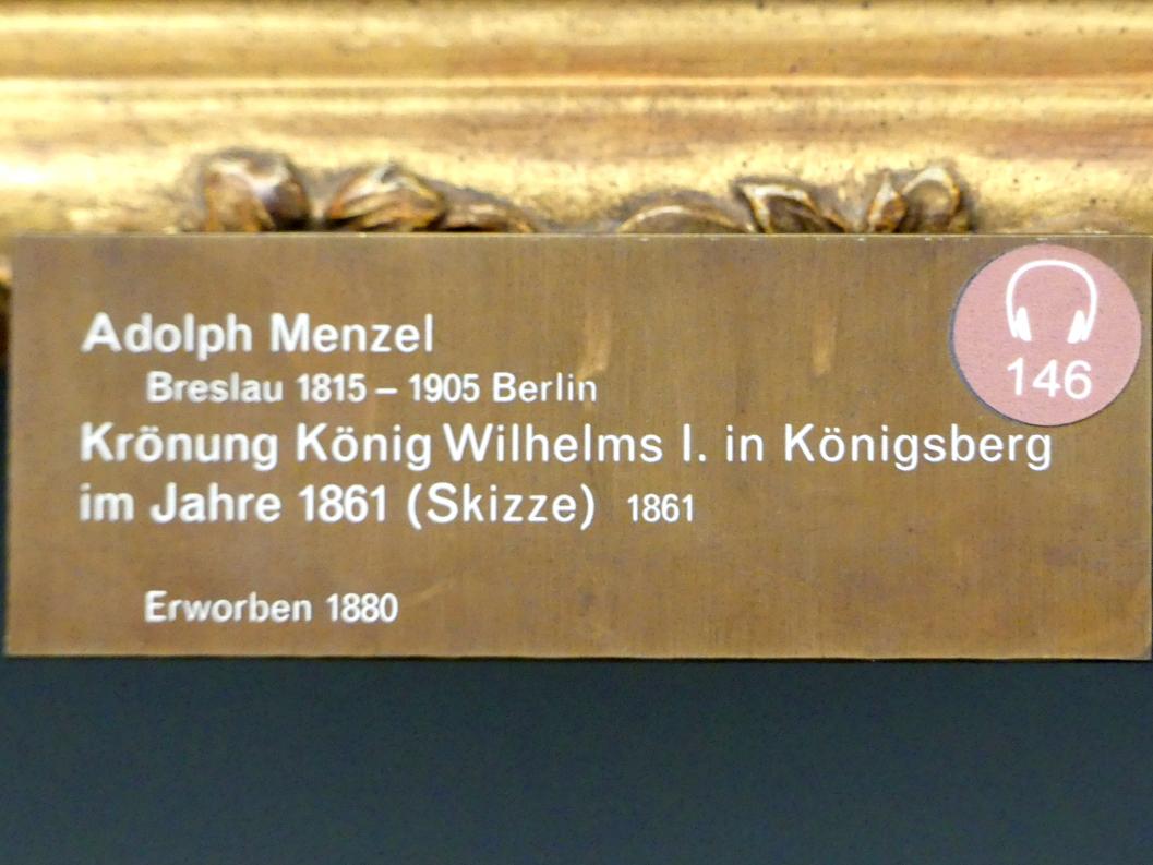 Adolph von Menzel (1844–1888), Krönung König Wilhelms I. in Königsberg im Jahre 1861 (Skizze), Berlin, Alte Nationalgalerie, Saal 112, Adolph Menzel, 1861, Bild 2/2