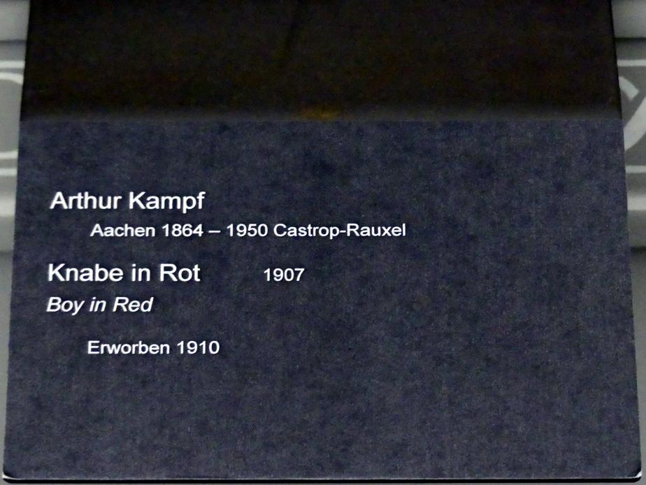 Arthur Kampf (1907), Knabe in Rot, Berlin, Alte Nationalgalerie, Saal 114, Kunst der Gründerzeit, 1907, Bild 2/2