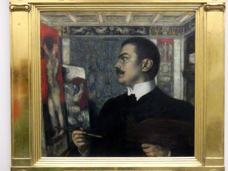 Franz von Stuck (1890–1923), Selbstbildnis im Atelier, Berlin, Alte Nationalgalerie, Saal 115, Secessionen und Jahrhundertwende, 1905, Bild 2/3