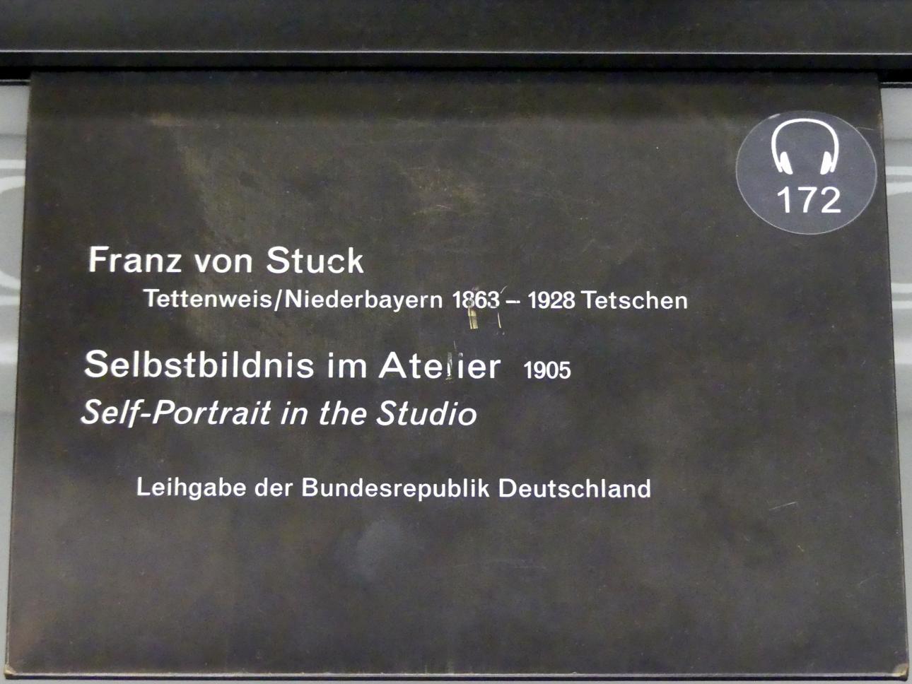 Franz von Stuck (1890–1923), Selbstbildnis im Atelier, Berlin, Alte Nationalgalerie, Saal 115, Secessionen und Jahrhundertwende, 1905, Bild 3/3