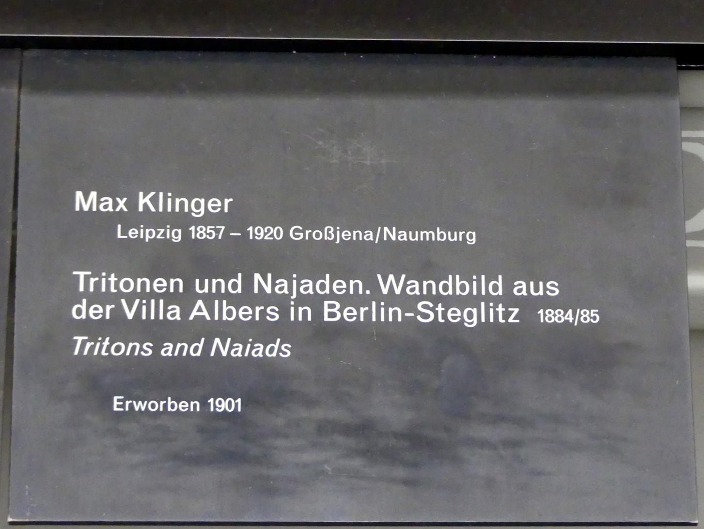 Max Klinger (1878–1915), Tritonen und Najaden. Wandbild aus der Villa Albers in Berlin-Steglitz, Berlin, Alte Nationalgalerie, Saal 115, Secessionen und Jahrhundertwende, 1884–1885, Bild 2/2