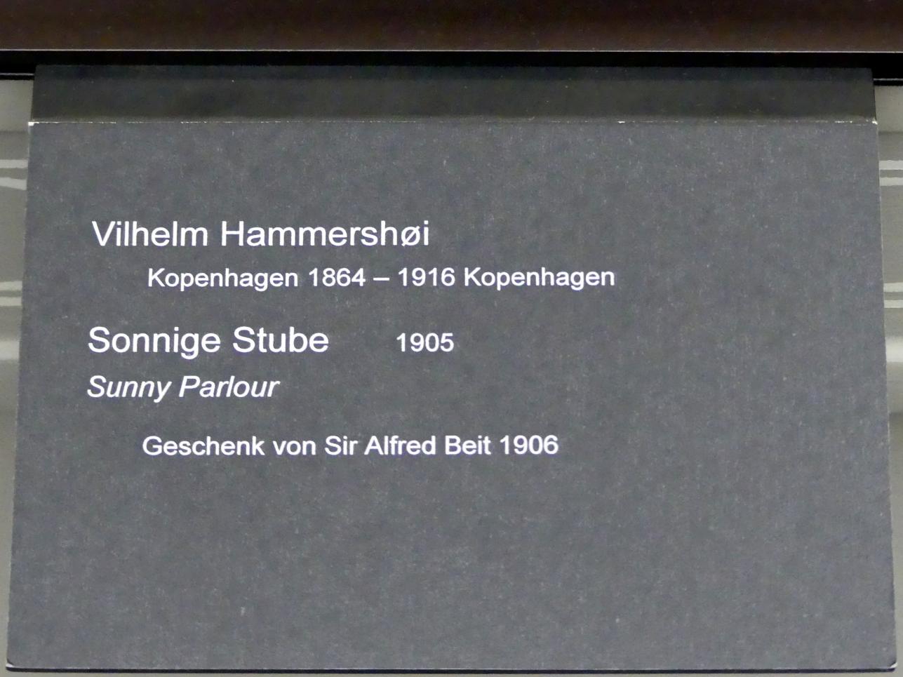 Vilhelm Hammershøi (1885–1912), Sonnige Stube, Berlin, Alte Nationalgalerie, Saal 115, Secessionen und Jahrhundertwende, 1905, Bild 2/2