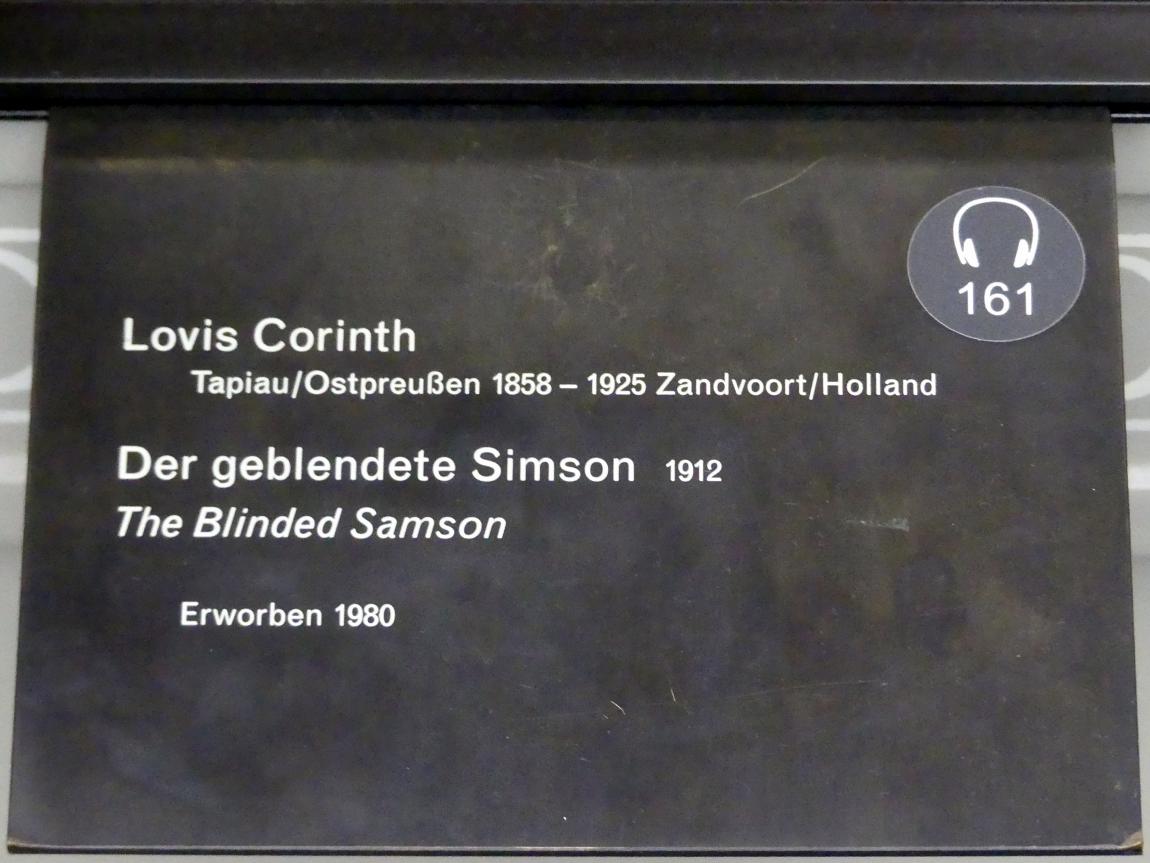 Lovis Corinth (1891–1925), Der geblendete Simson, Berlin, Alte Nationalgalerie, Saal 116, Secessionen und Jahrhundertwende, 1912, Bild 2/2